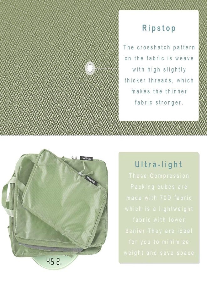 باجيل مجموعة باجيل المكونة من 6 مكعبات ضغط خفيفة الوزن للغاية لتنظيم أغراض السفر وحقائب السفر وحقائب الظهر (70D ماتشا جرين) - Image 4